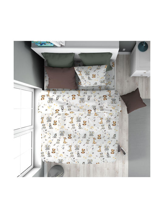 Dimcol Kids Duvet Cover Single Cotton White-grey 160x240cm