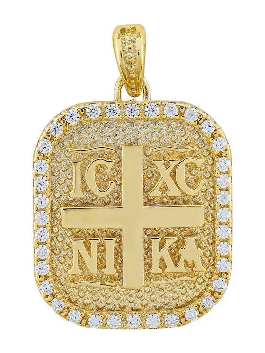 Kiriakos Gofas Pendant Kids Talisman Double Sided Konstantinato made of Gold 9K KN374