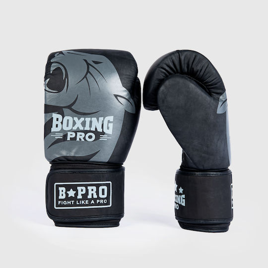 Boxing Pro Boxhandschuhe Leder für Kampf Schwarz