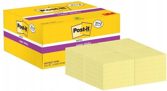 Post-it Super Sticky Notes 622-sscy-24vp 47.6x47.6mm 21x90 Sheets