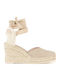Women's Leather Platform Espadrilles Beige