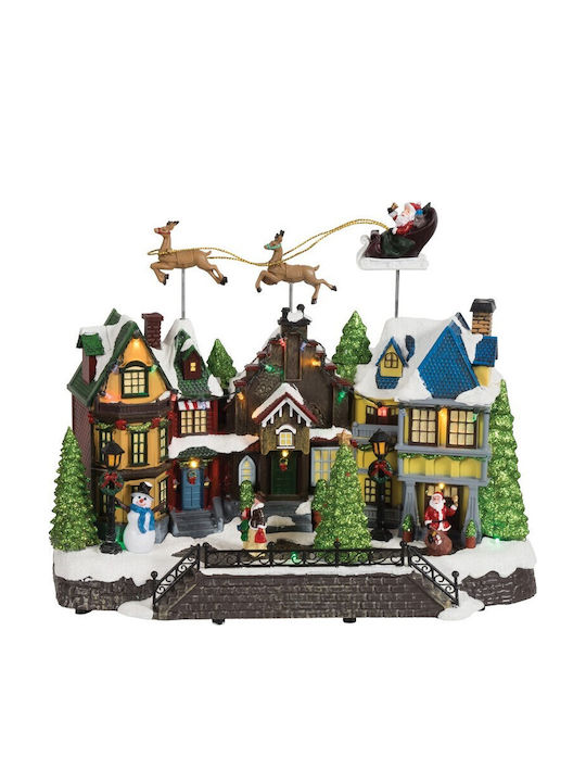Lianos Christmas Decorative Village with Music and Movement 39x33x20cm.
