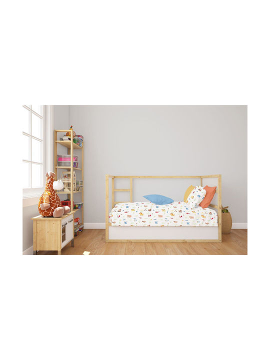 Dimcol Baby Sheets Set Crib Cotton White-Sky Blue Multicolored 120x160cm 3pcs