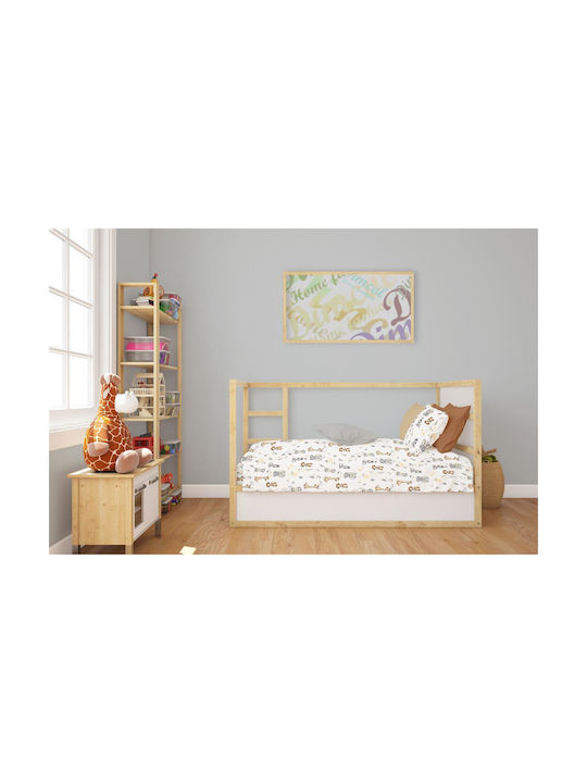 Dimcol Baby Sheets Set Crib Cotton White-Grey Multicolored 120x160cm 3pcs