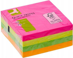 Q-connect Biletele De Memorie Autoadezive 76x76mm 1x400 Foi De Hârtie 4 Culori Neon