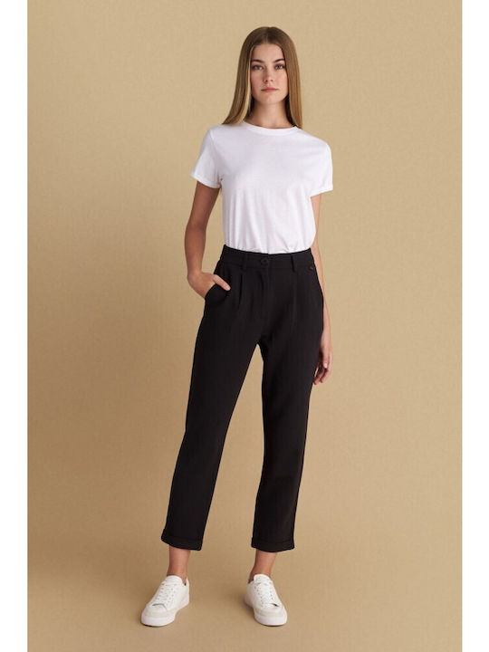 Women's Fabric Trousers Regular Fit Black