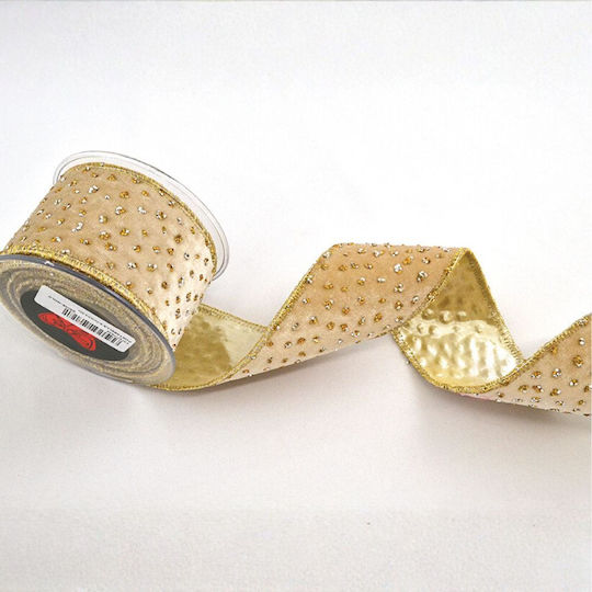 Portabella Velvet Beige Gold Ribbon 6.7cm X 4.5m 229.001.0336.18