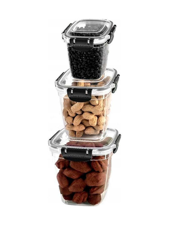 Katex Set 3 Stück Allgemeine Verwendung Glas Vasen mit Deckel Transparent 1900ml 3 Stück