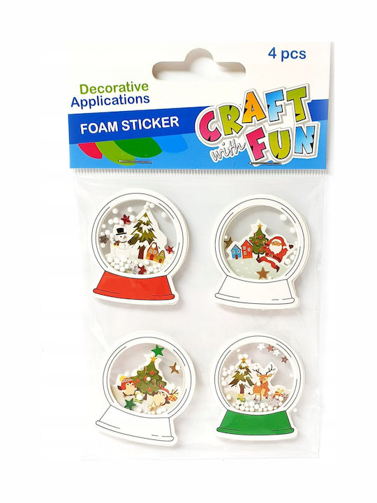 Craft with Fun Χριστουγεννιάτικα Αυτοκόλλητα με Σχέδιο Μπάλες 4τμχ