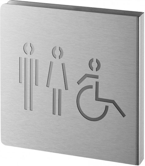 Πινακίδα Σήμανσης Wc Ανδρών Γυναικών Αμεα 120x120 Mm Ανοξείδωτη Αυτοκόλλητο Thirard 00282387