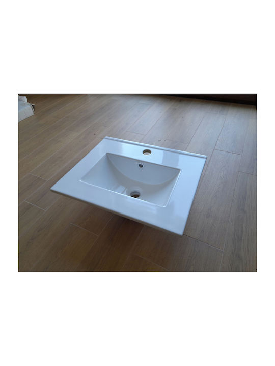 Deftrans Deasupra Blatului Chiuvetă Porțelan 50x50cm Alb