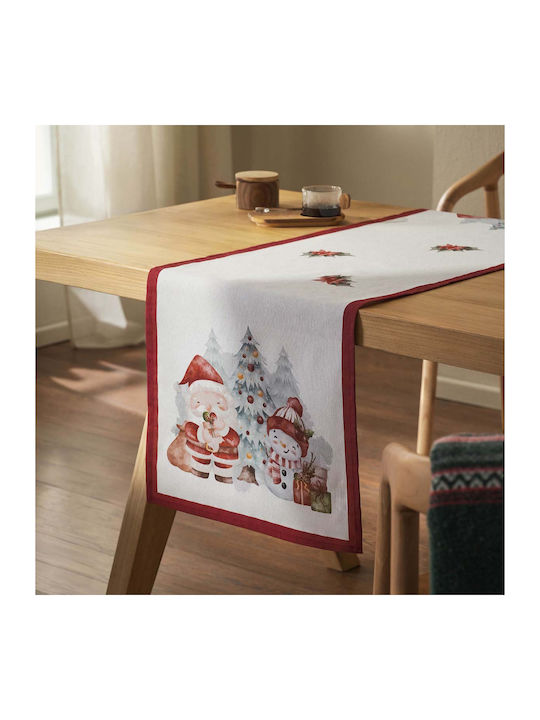 Gofis Home Weihnachtlich Tischtuch Läufer Stoff Weiß L160xB50cm.