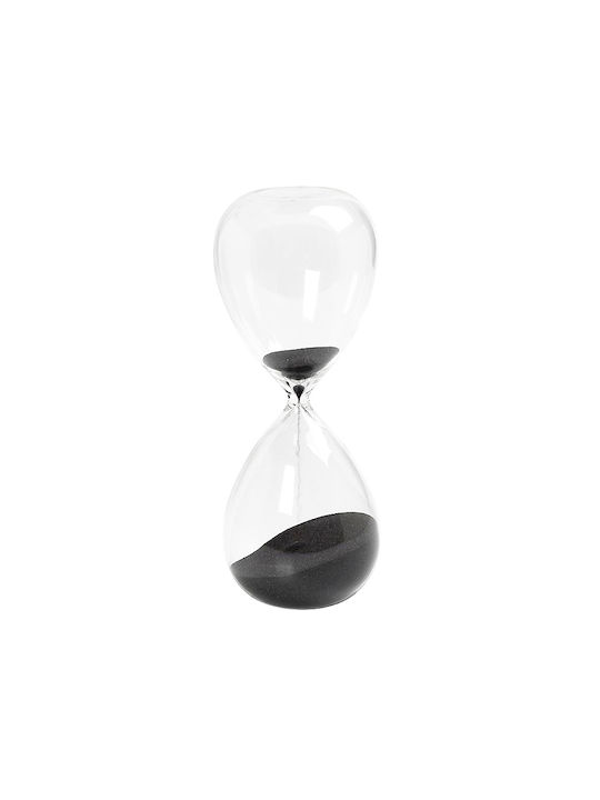 Μεγάλη Γυάλινη Κλεψύδρα “time” Μαύρη Άμμο 15x15x38cm Or0902