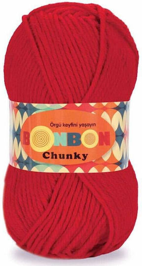 Нишка За Плетене Акрилен Bonbon Chunky 98211 Червен 100гр 135м