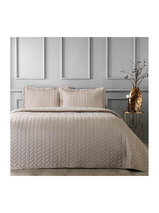 Tac Glory Set Coverlet Queen Size from Polyester Camel 250x260cm