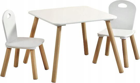 Kids Table Set with Chairs Made of White Wood Kesper