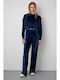 High Waist Sweatpants Jogger Velvet Blue