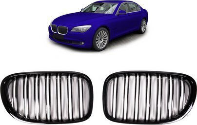 Sport Grille Double Slats Gloss Black BMW 7 Series F01 F02 F03 F04 2008-2012