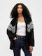 Long Women's Knitted Cardigan Black