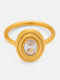 Enotia Ring with Zircon made of Steel Gold Plated