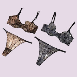 Modern Ocean Γυναικείο Set Sexy Εσωρούχων Animal Print Ζέβρα Zebra Σουτιέν Διάφανο & String Ρυθμιζόμενο 5595 Zebra
