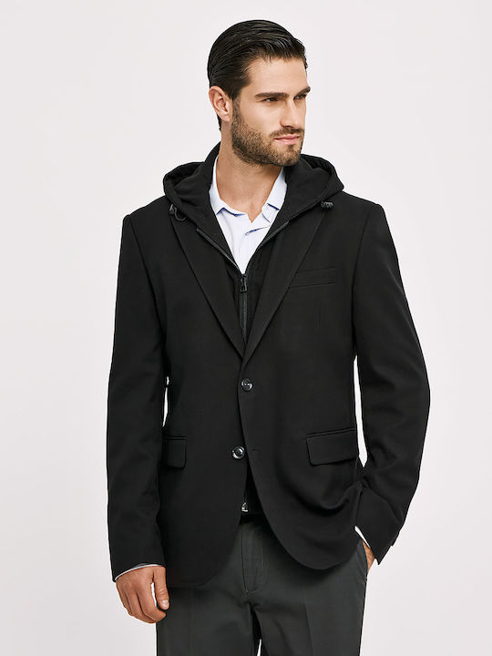 Men's Winter Suit Jacket Slim Fit Black