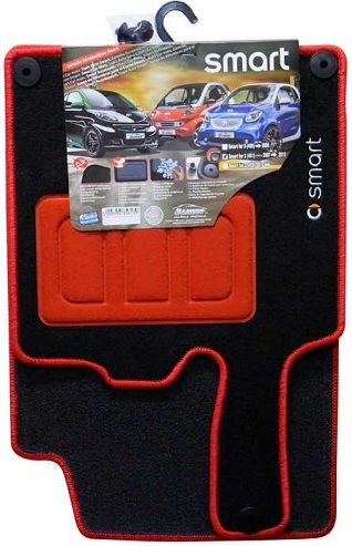 Car Mats Carpet Smart Fortwo 451 2007 To 2015 Black Red Edge