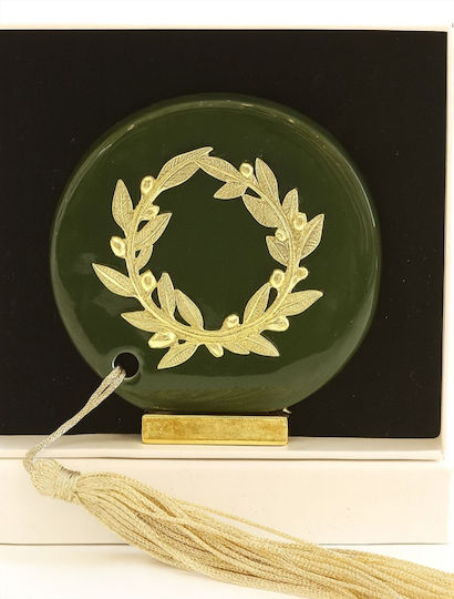 La Belle Maison Handmade Tabletop New Year's Lucky Charm Olive Branch Green Ceramic 2026 8.5cm D1610-1