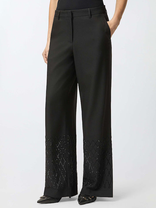 Pinko Women's Fabric Trousers Straight Checked Black