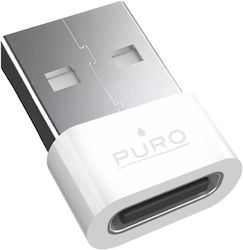 Puro PUAAC1WHI USB-C Feminin La USB-A Masculin
