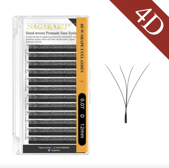 Nagaraku 4D W Shape Eyelash Extensions 0.07D 13mm