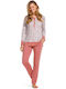 Pastunette Winter Damen Pyjama-Set Coral-lilac