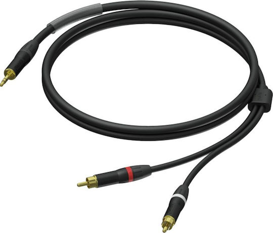 Procab 3,5mm Klinkenkabel - 2x RCA-Stecker Schwarz 1,5m
