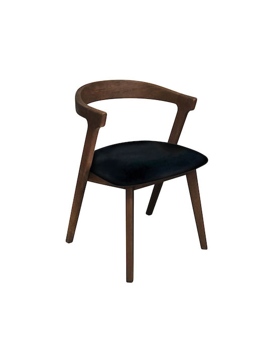 Sandra Dining Room Artificial Leather Chair Walnut, Black 52x56x76cm 2pcs