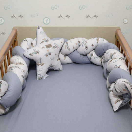 Baby Oliver Borduri Pentru Pătuț Împletitură Internă Albastră 20x200cm
