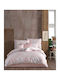 Homeline Σετ Παπλωματοθήκη Βαμβακερή 225x245cm Υπέρδιπλη με 2 Μαξιλαροθήκες Πούδρα