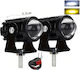 Set Mini Waterproof Motorcycle Projector Lights 12v-24v Ip65 2 Lighting Shades Cool White Yellow On On Off Switch Lh-0182 Black