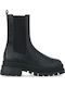 Leder Stiefeletten Damen Schwarz