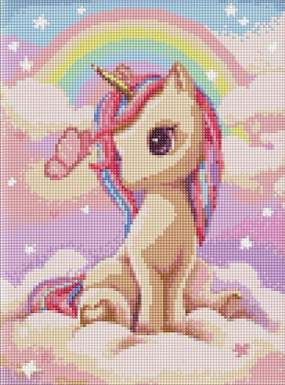 Diamantmosaik Ciekawy Einhorn 30x40cm