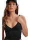 Women's T-Shirt with Spaghetti Strap Black