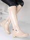 Patent Leather Women's Boots Beige