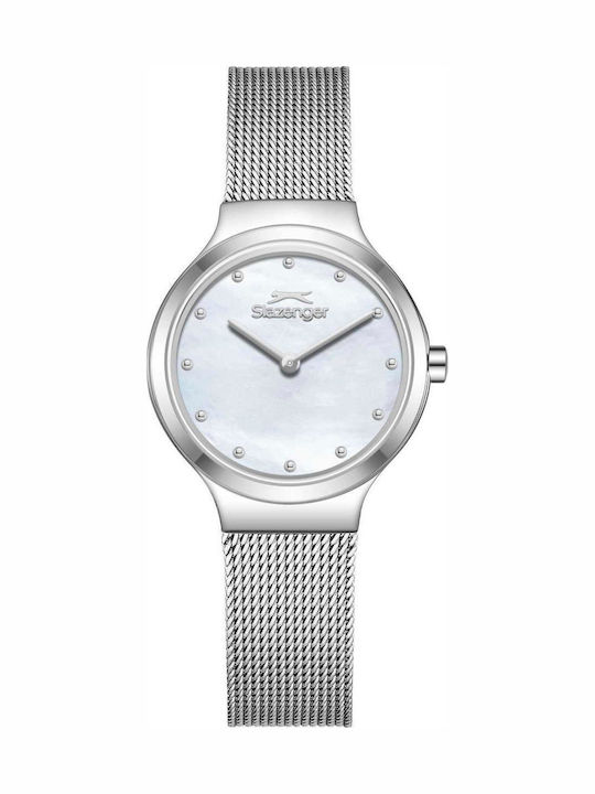 Slazenger Γυναικείο Ρολόι 30mm Μπαταρίας με Ασημί Μεταλλικό Μπρασελέ