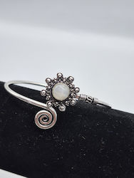 Silver Plated Opening Bracelet Moonstone Elegant Handmade Jewelry