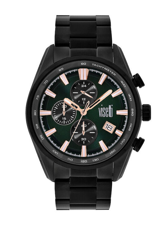 Visetti Men's Watch 46mm Chronograph Battery with Black Metal Strap