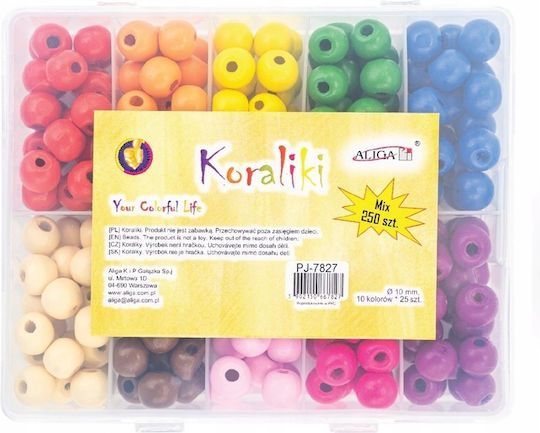 Colorful Wooden Beads 10 Mm In A Box 250 Pieces 10 Colors Aliga