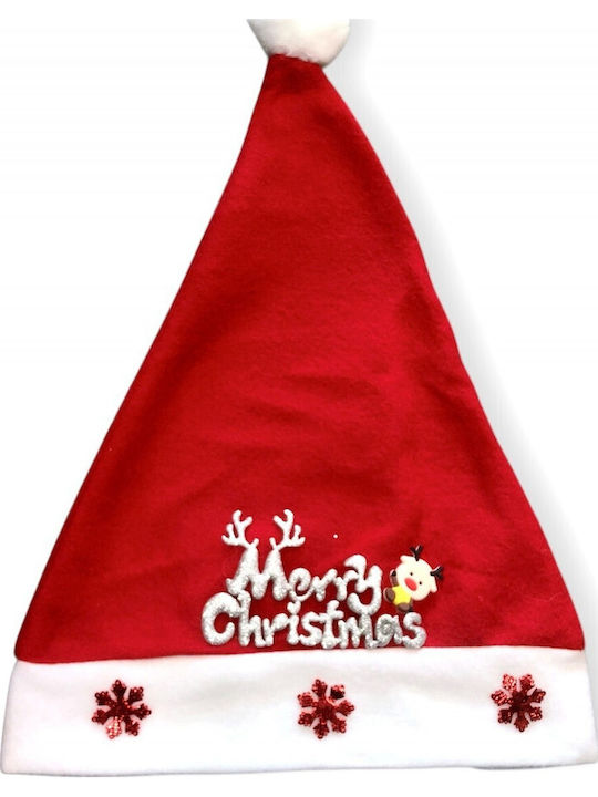Χριστουγεννιάτικο Σκουφάκι "merrry Christmas" Κόκκινο 41cm 1τμχ