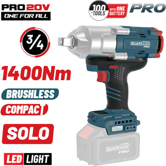 Bormann Pro BBP5390 Fără perii Cheie de impact Baterie 20V Solo cu Priză 3/4"