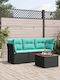 Canapea Cu Patru Locuri De Exterior Din Rattan Cu Perne 55x55x69cm