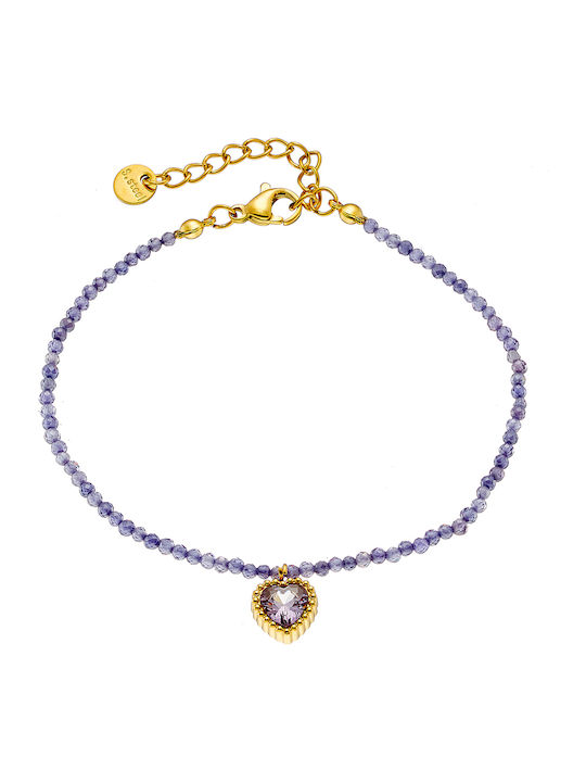 Oxzen Women's Bracelet with design Heart made of Steel Gold Plated