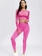 Instruire Set de femei cu Lung Colanti Talie inalta Pink